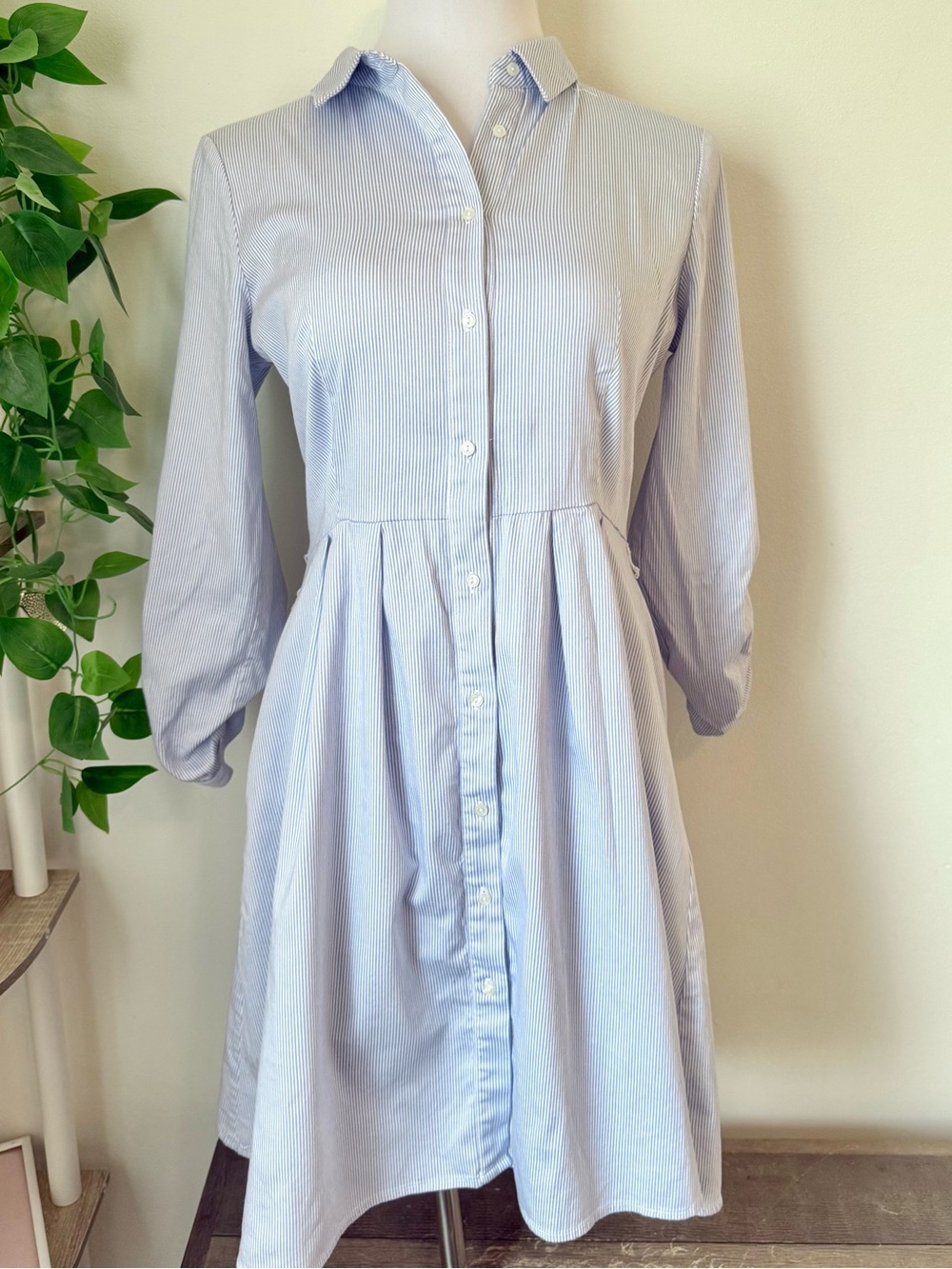 The Limited Light Blue Button-Front Shirt Dress